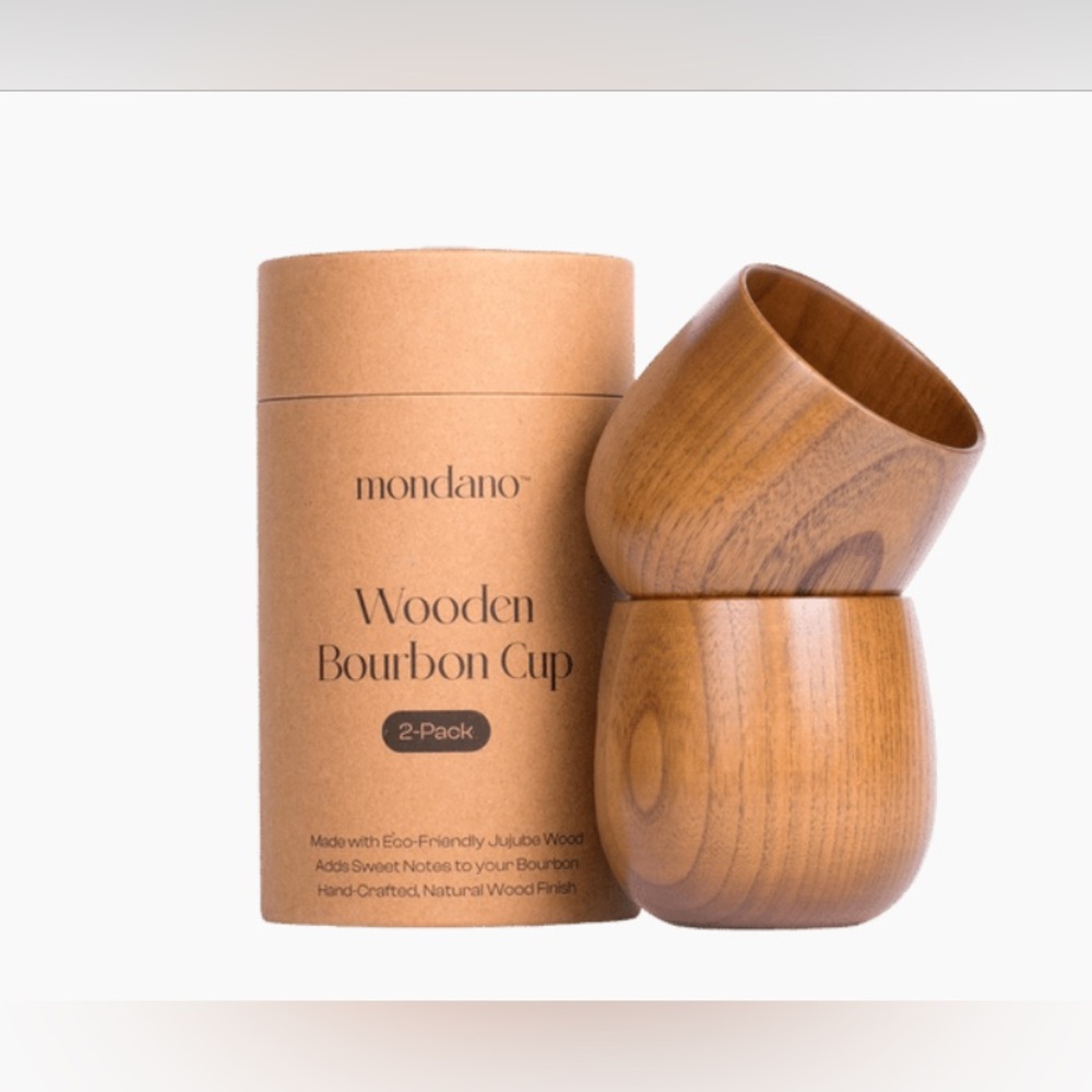 Mondano Wooden Bourbon Cups, Jujube Wood Bourbon Glasses, Set of Two